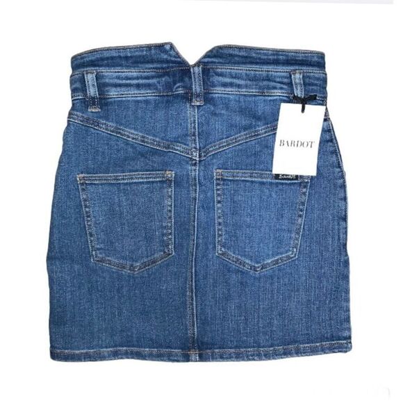 Bardot Spliced Seam Denim Mini Skirt - Picture 5 of 7